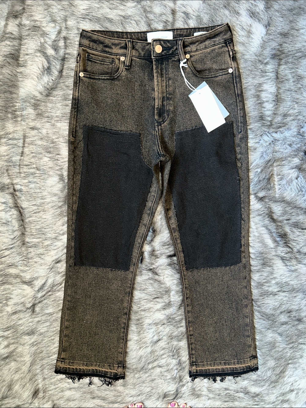 NWT Dear John Jodi Straight-Leg Washed Brown High Rise Jeans Front Patch 27